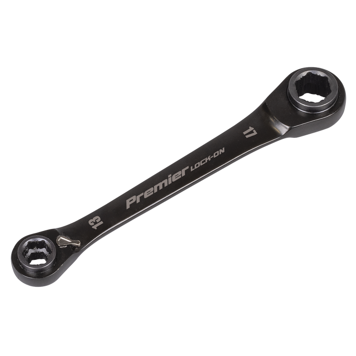 Premier Black 4-in-1 Reversible Lock-On™ Ratchet Ring Spanner | AK63923