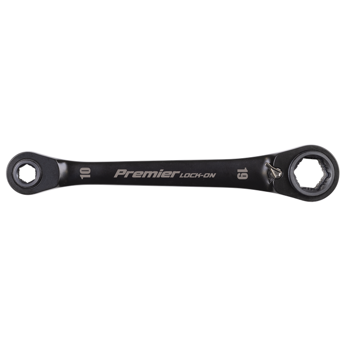 Premier Black 4-in-1 Reversible Lock-On™ Ratchet Ring Spanner | AK63923