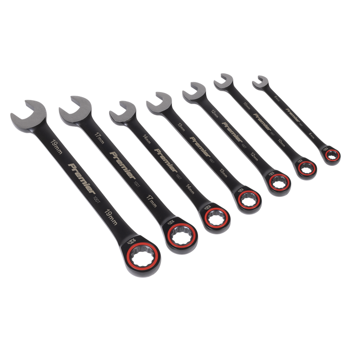 Premier Black Combination Ratchet Spanner Set 7pc | AK63941B