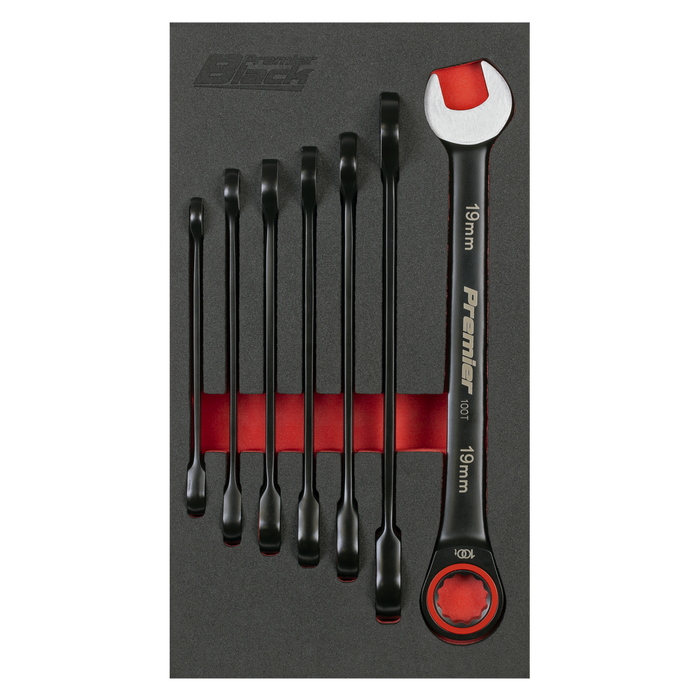 Premier Black Combination Ratchet Spanner Set 7pc | AK63941B