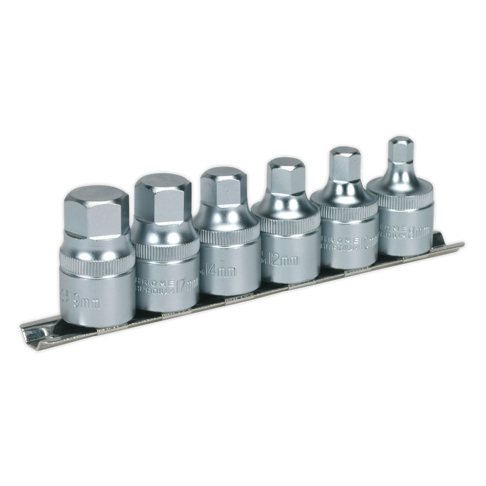 Premier Stubby Hex Socket Bit Set with Rail 1/2"Sq Drive 6pc | AK6561