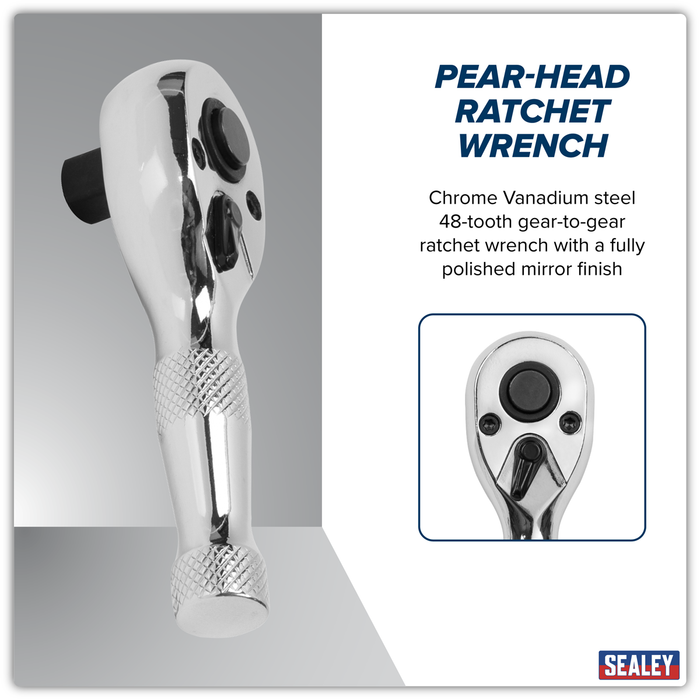 Premier Stubby Pear-Head Ratchet Wrench with Flip Reverse 3/8"Sq Drive | AK661S
