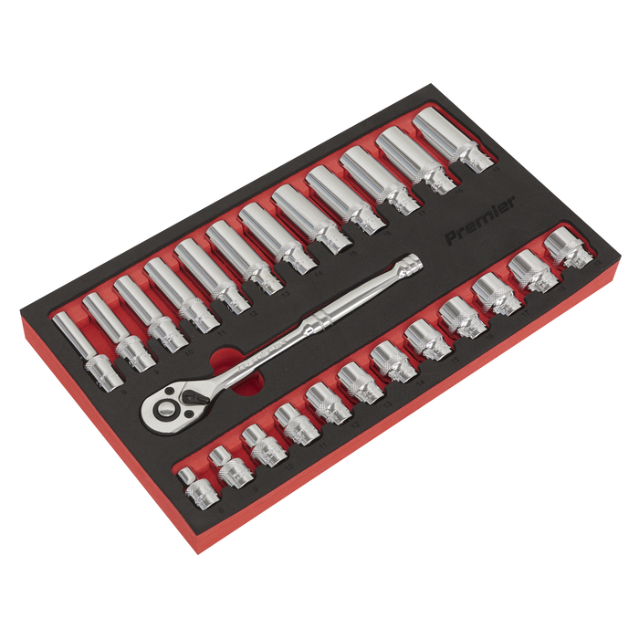 Premier Ratchet Wrench & Socket Set 3/8"Sq Drive 25pc | AK66722