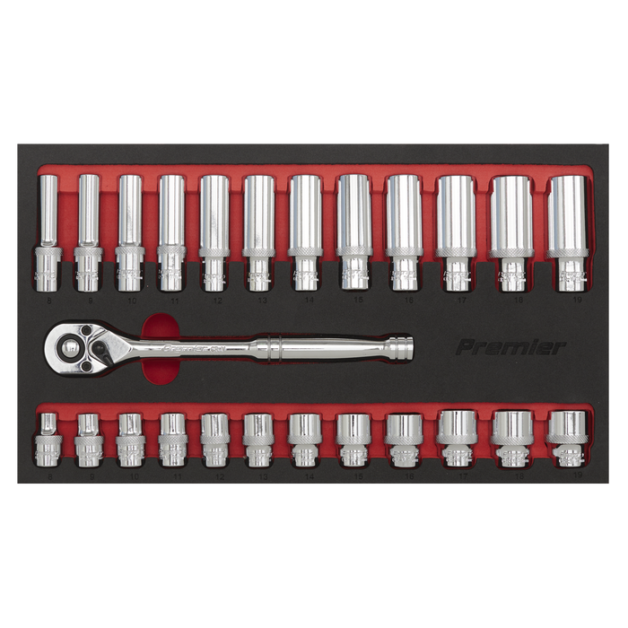 Premier Ratchet Wrench & Socket Set 3/8"Sq Drive 25pc | AK66722