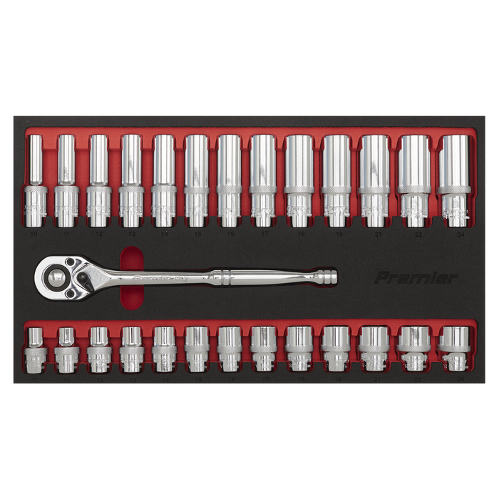 Premier Ratchet Wrench & Socket Set 1/2"Sq Drive 27pc | AK66723