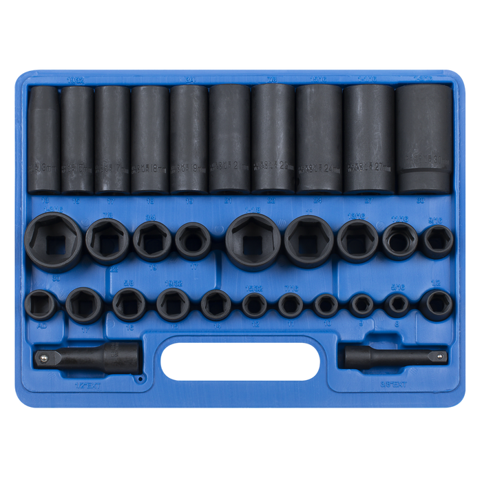 Premier Metric/Imperial Impact Socket Set 3/8" & 1/2"Sq Drive 32pc | AK681