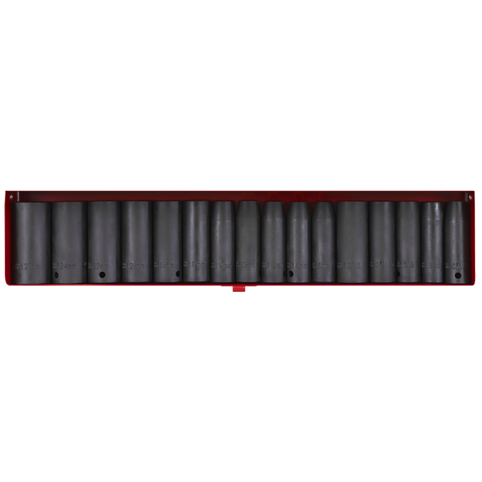 Premier Metric/Imperial Deep Impact Socket Set 1/2"Sq Drive 16pc | AK685