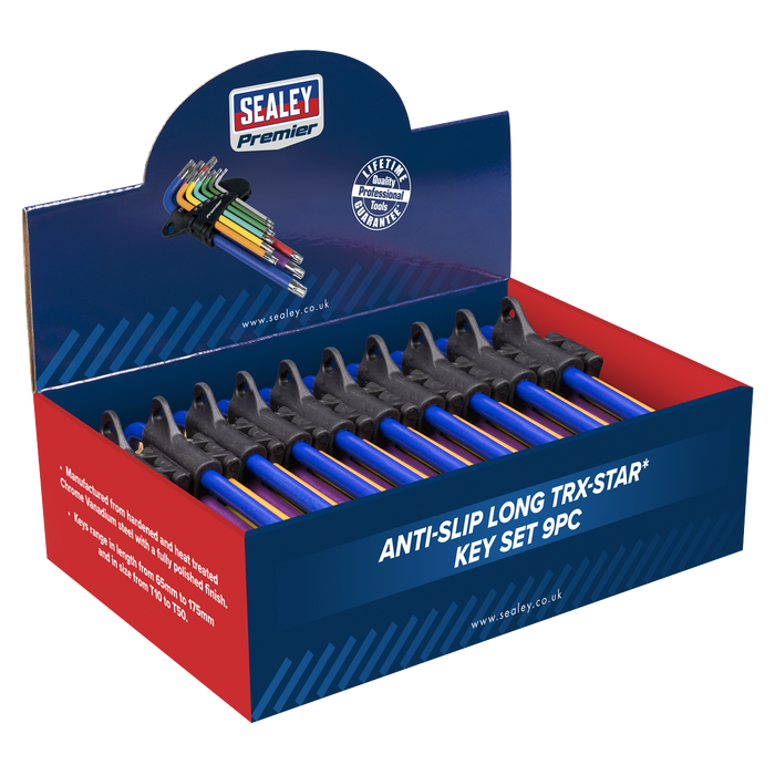 Anti-Slip Long TRX-Star* Key Set 9pc - Display Box of 10 | AK7193DB