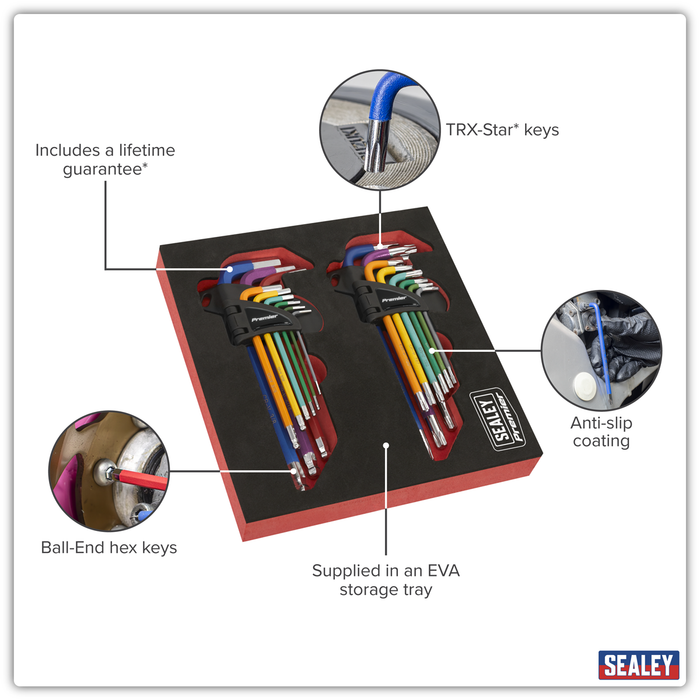 TRX-Star* & Ball-End Hex Key Set 18pc Long Anti-Slip | AK7199