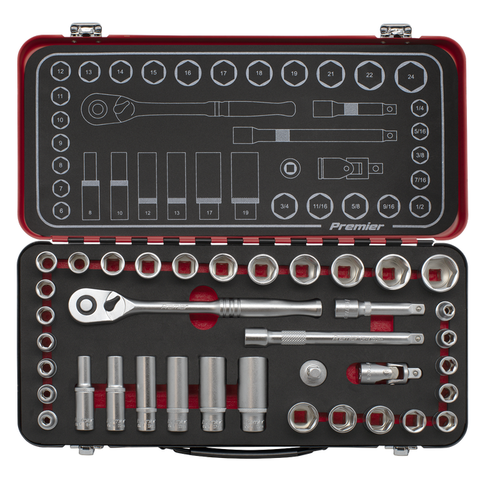 Premier Platinum Metric/Imperial Socket Set 3/8"Sq Drive 37pc | AK7923