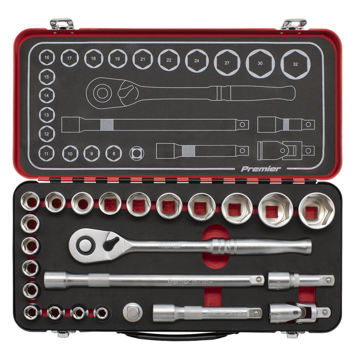 Premier Platinum Socket Set 1/2"Sq Drive 24pc | AK7924