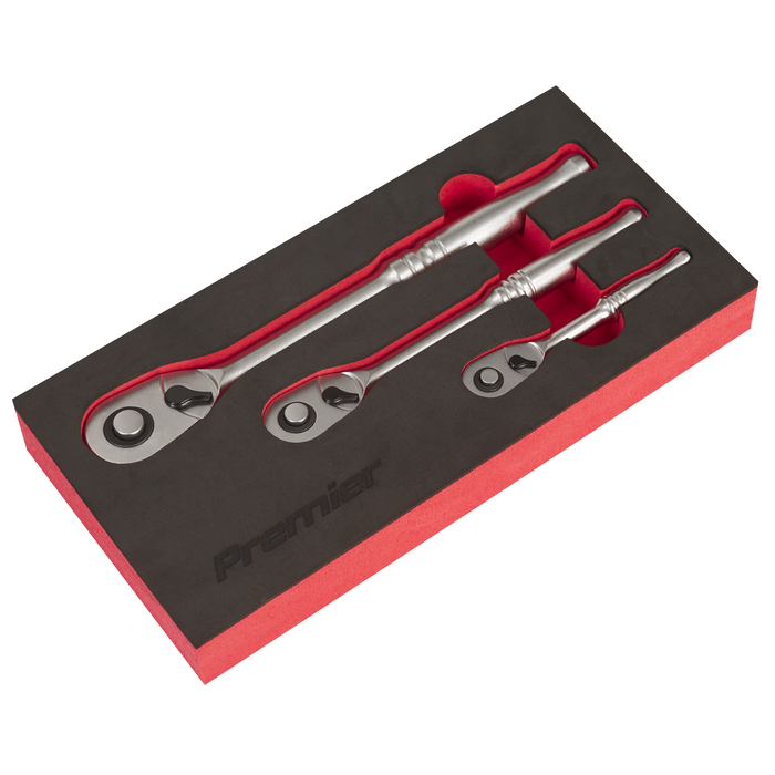 Premier Platinum Pear-Head Ratchet Wrench Set with Flip Reverse 3pc | AK7933