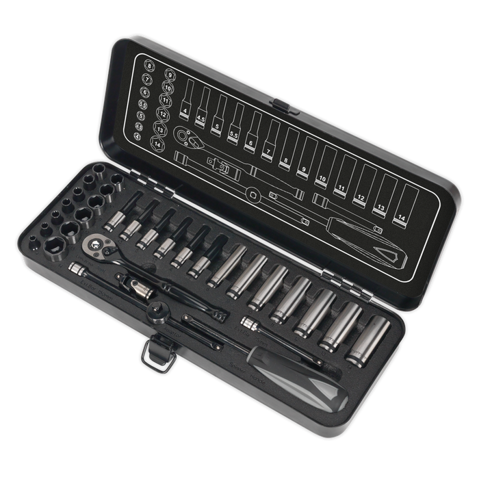 Premier Black Socket Set 1/4"Sq Drive 32pc | AK7970