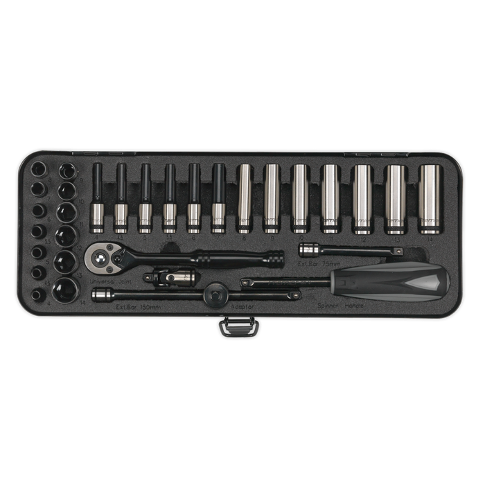 Premier Black Socket Set 1/4"Sq Drive 32pc | AK7970