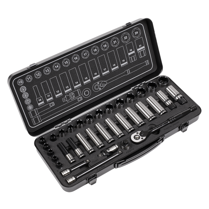 Premier Black Socket Set 3/8"Sq Drive 34pc | AK7971