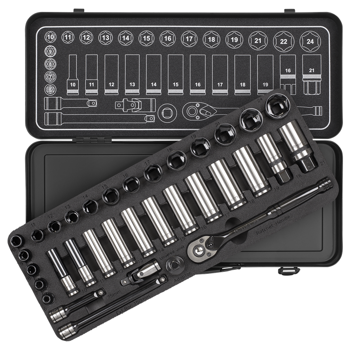 Premier Black Socket Set 3/8"Sq Drive 34pc | AK7971