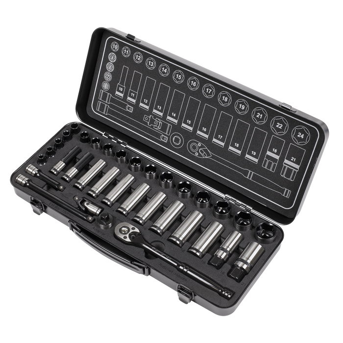 Premier Black Socket Set 3/8"Sq Drive 34pc | AK7971