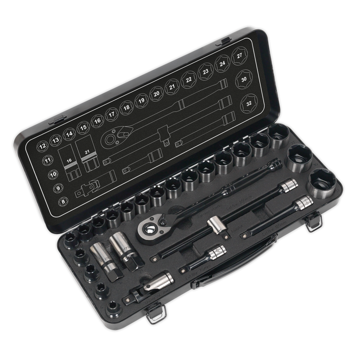 Premier Black Socket Set 1/2"Sq Drive 28pc | AK7972