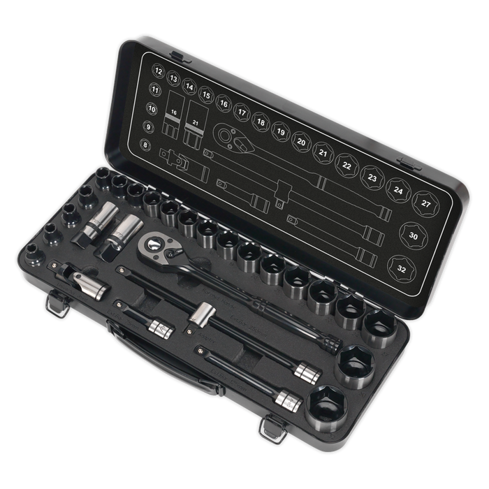 Premier Black Socket Set 1/2"Sq Drive 28pc | AK7972