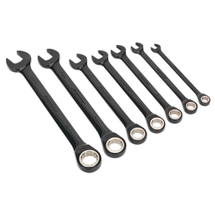 Premier Black Combination Ratchet Spanner Set 7pc | AK7978