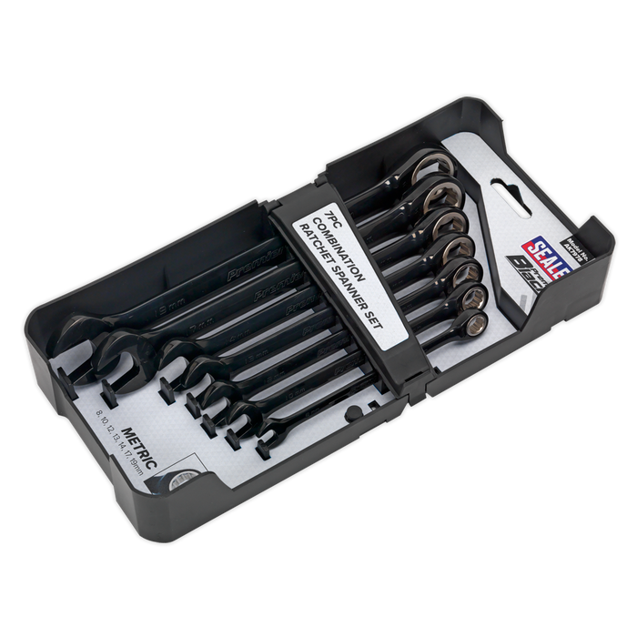 Premier Black Combination Ratchet Spanner Set 7pc | AK7978
