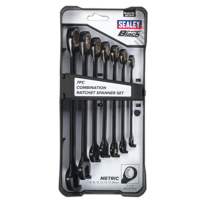 Premier Black Combination Ratchet Spanner Set 7pc | AK7978