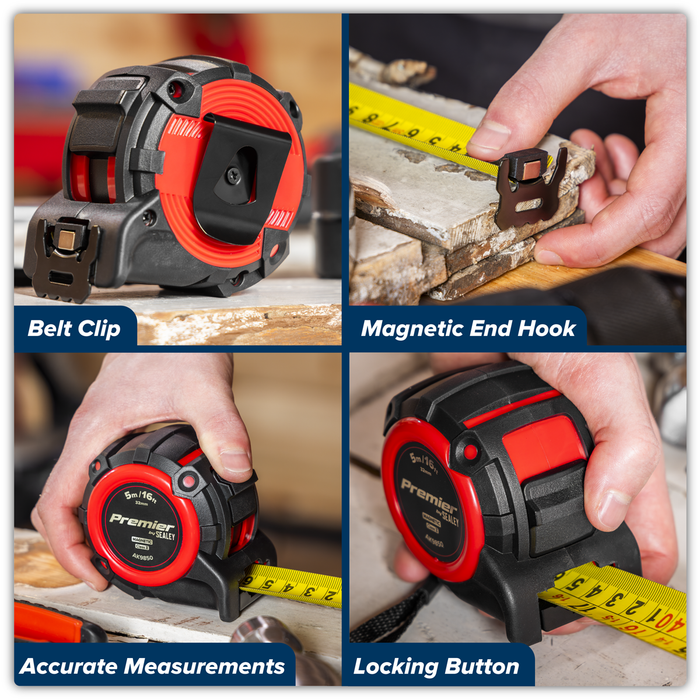 Premier Metric/Imperial Tape Measure Extra-Wide Blade 5m(16ft) x 32mm | AK9850