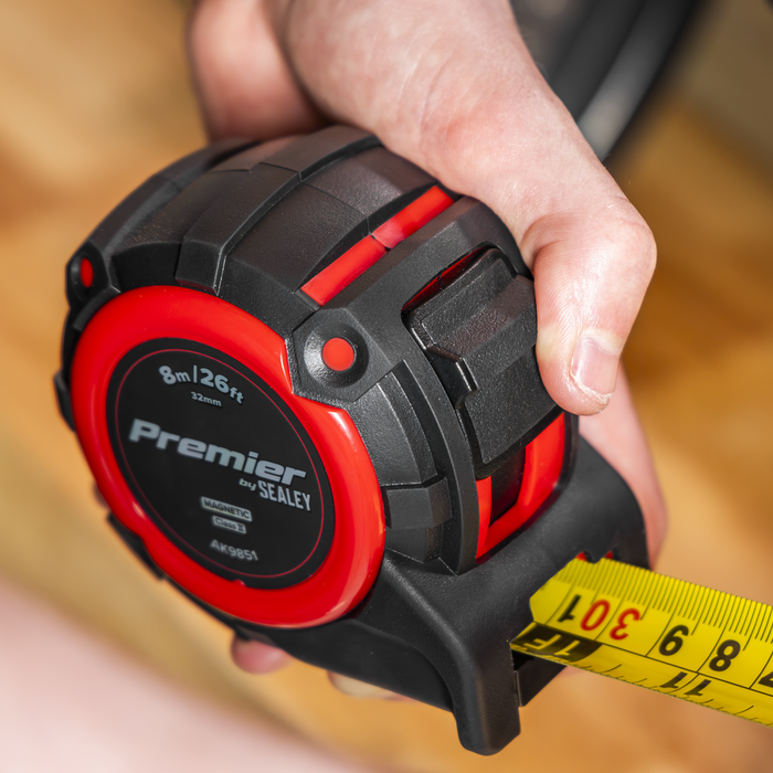 Premier Metric/Imperial Tape Measure Extra-Wide Blade 8m(26ft) x 32mm | AK9851