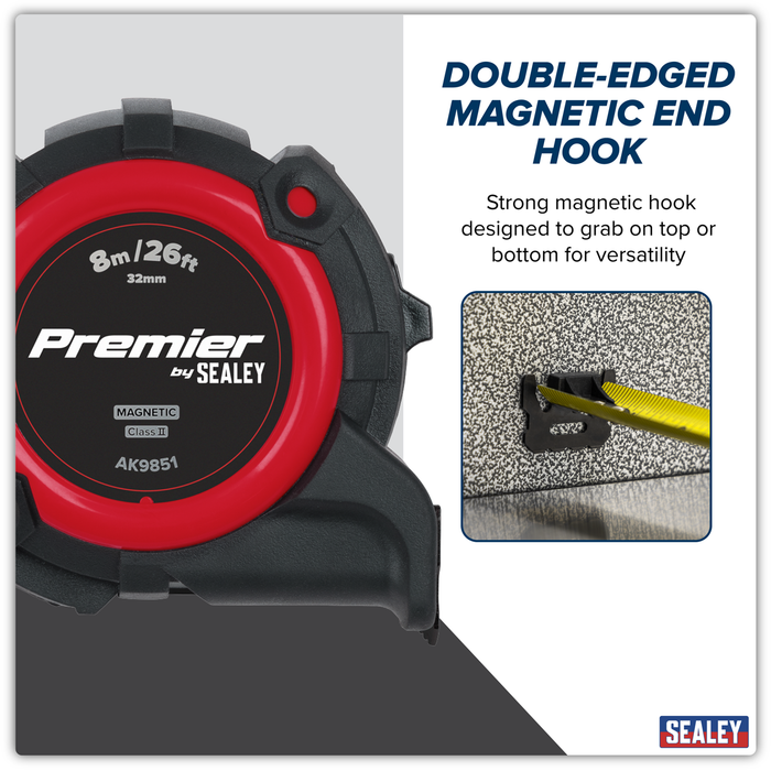 Premier Metric/Imperial Tape Measure Extra-Wide Blade 8m(26ft) x 32mm | AK9851