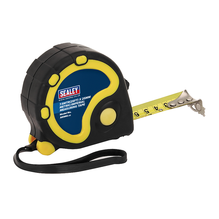 Metric/Imperial Rubber Tape Measure 7.5m(25ft) x 25mm | AK990
