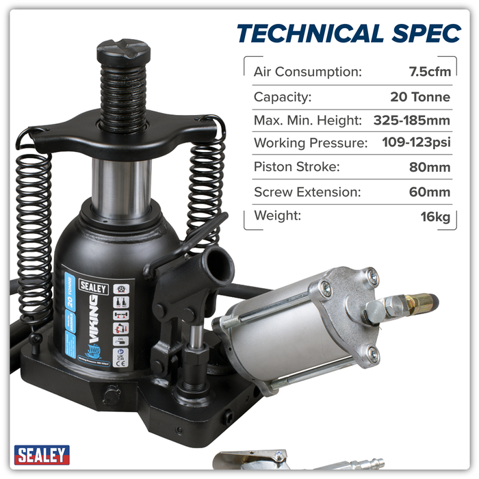 Viking Manual/Air Hydraulic Bottle Jack 20 Tonne | AM20SLE