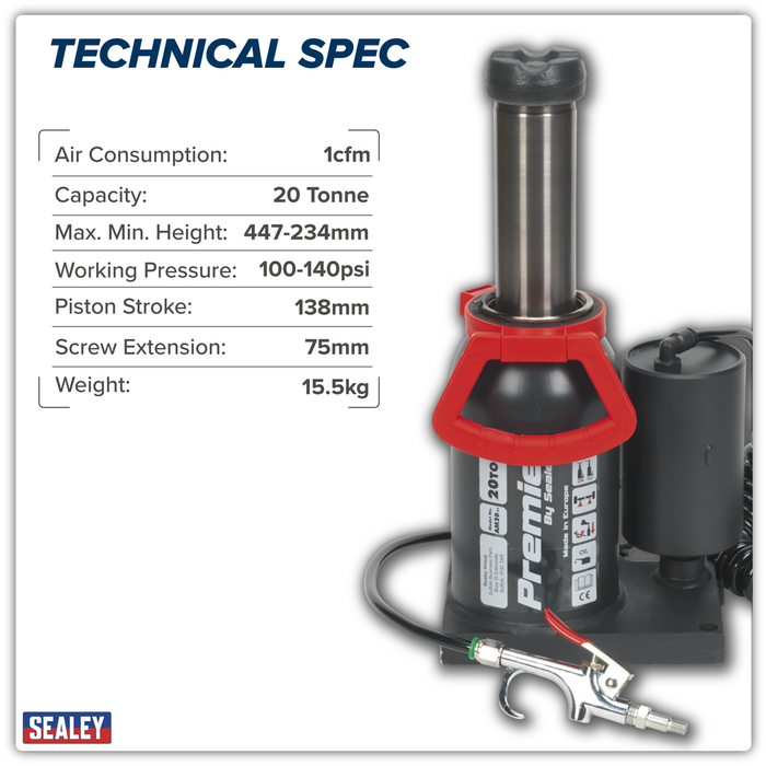 Premier Manual/Air Hydraulic Bottle Jack 20 Tonne | AM20