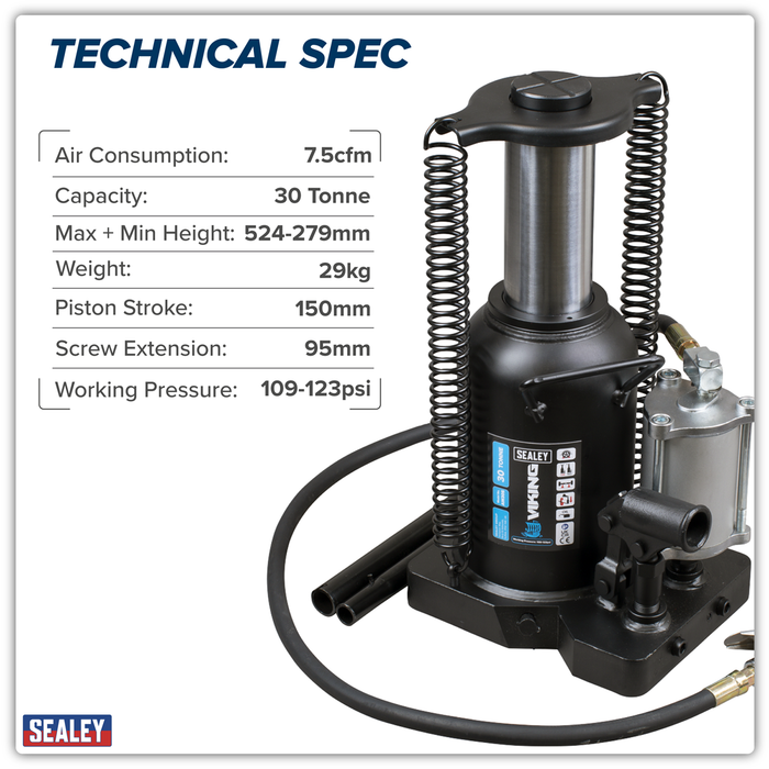 Viking Manual/Air Hydraulic Bottle Jack 30 Tonne | AM30S