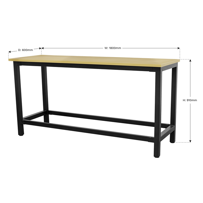 Heavy-Duty Steel Workbench with 25mm MDF Top 1.8m | AP0618