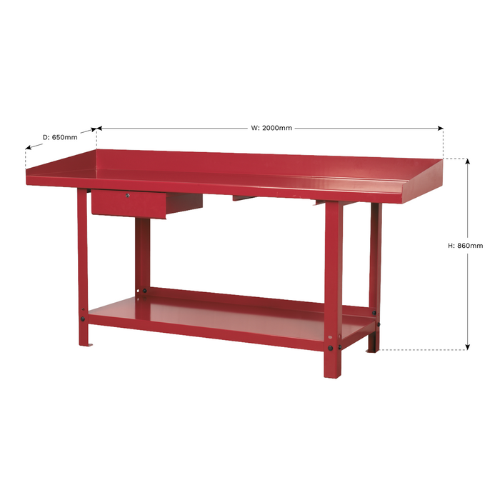Steel Workbench with Drawer 2m | AP1020