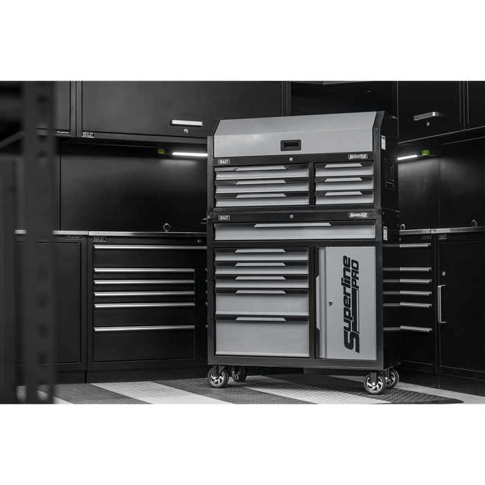 Superline Pro® Topchest & Rollcab Combination 12 Drawer & 1 Door Cupboard - Grey | AP1080GR