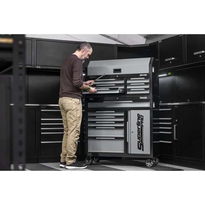 Superline Pro® Topchest & Rollcab Combination 12 Drawer & 1 Door Cupboard - Grey | AP1080GR