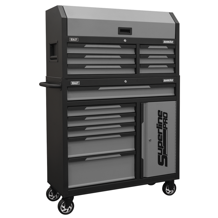 Superline Pro® Topchest & Rollcab Combination 12 Drawer & 1 Door Cupboard - Grey | AP1080GR