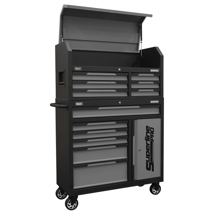 Superline Pro® Topchest & Rollcab Combination 12 Drawer & 1 Door Cupboard - Grey | AP1080GR