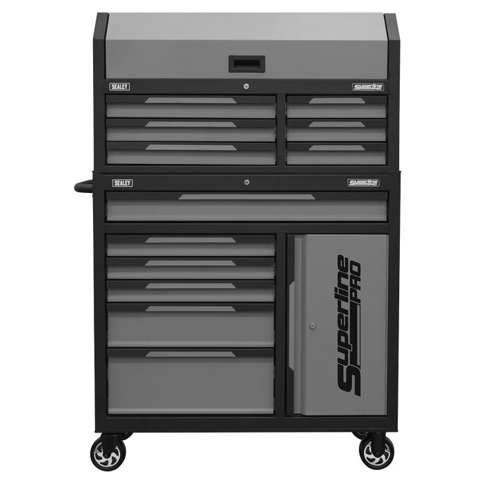 Superline Pro® Topchest & Rollcab Combination 12 Drawer & 1 Door Cupboard - Grey | AP1080GR