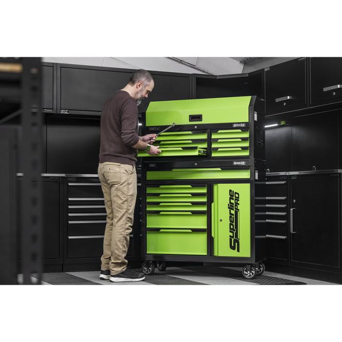 Superline Pro® Topchest & Rollcab Combination 12 Drawer & 1 Door Cupboard - Green | AP1080HVG