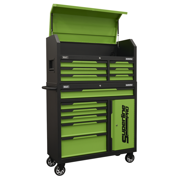 Superline Pro® Topchest & Rollcab Combination 12 Drawer & 1 Door Cupboard - Green | AP1080HVG