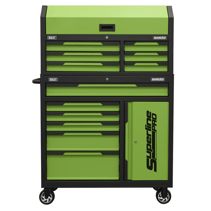 Superline Pro® Topchest & Rollcab Combination 12 Drawer & 1 Door Cupboard - Green | AP1080HVG