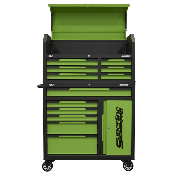 Superline Pro® Topchest & Rollcab Combination 12 Drawer & 1 Door Cupboard - Green | AP1080HVG