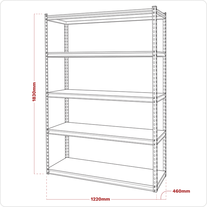 Racking Unit with 5 Shelves 220kg Capacity Per Level | AP1200R