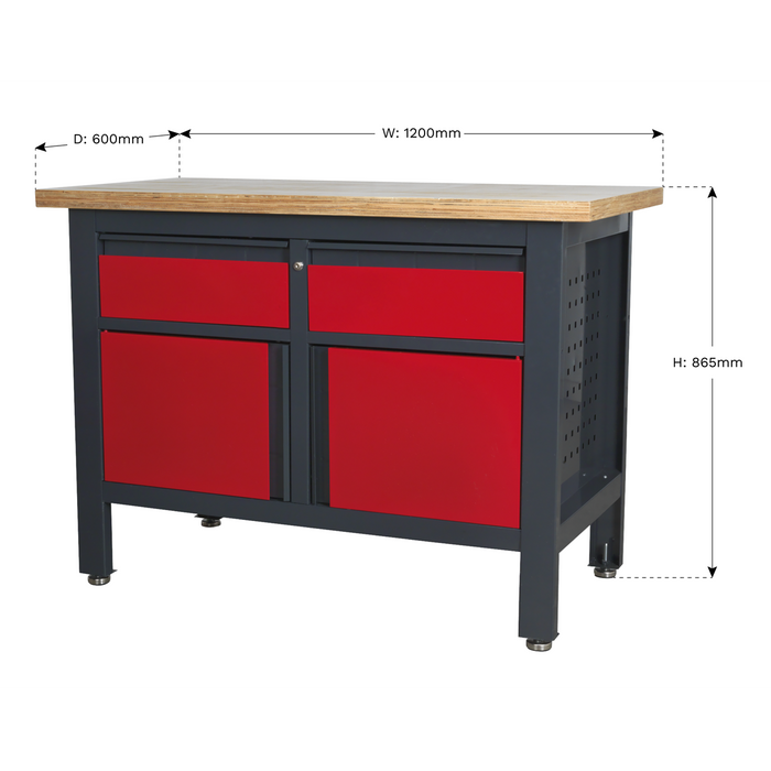 Workbench with 2 Drawers & 2 Cupboards | AP1372A