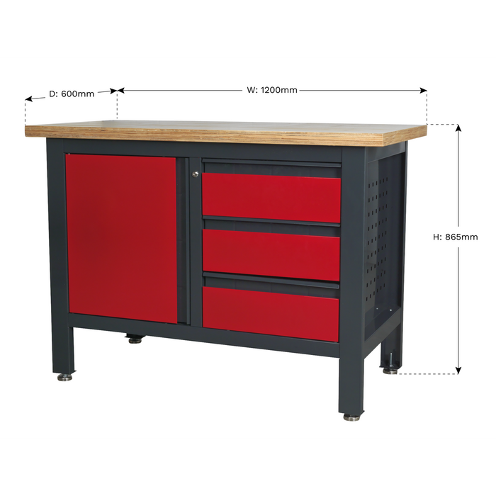 Workbench with 3 Drawers & Cupboard | AP1372B