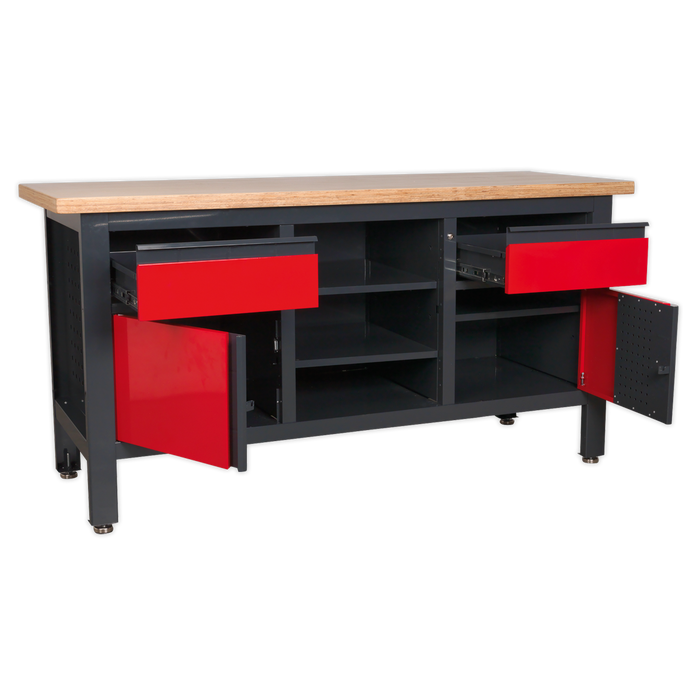 Workbench with 2 Drawers, 2 Cupboards & Open Storage | AP1905A