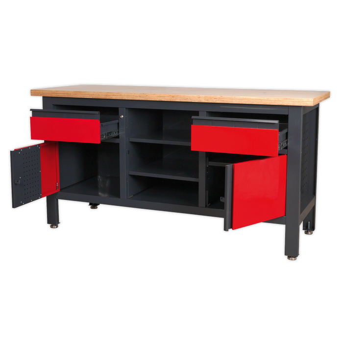 Workbench with 2 Drawers, 2 Cupboards & Open Storage | AP1905A