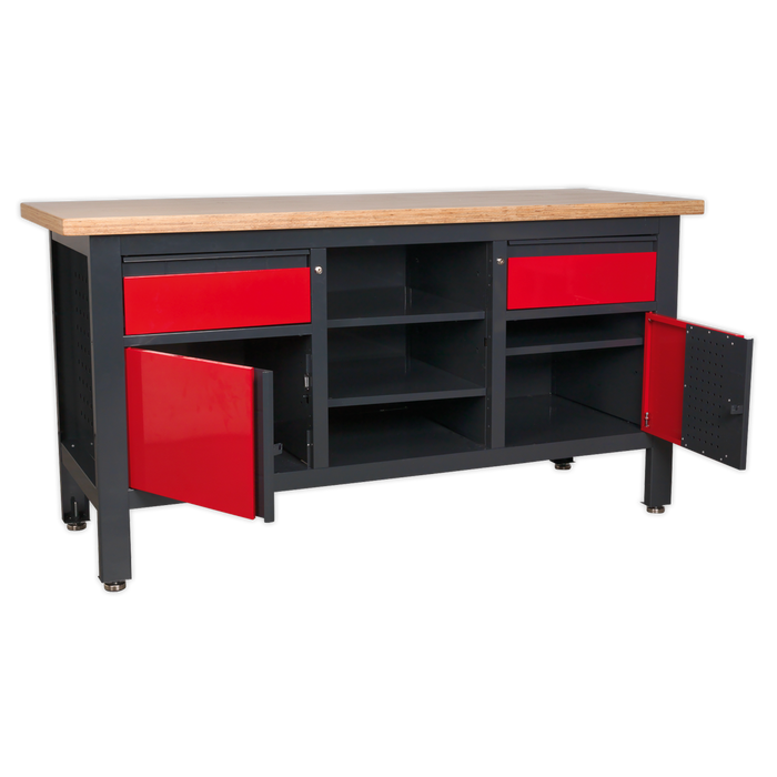 Workbench with 2 Drawers, 2 Cupboards & Open Storage | AP1905A